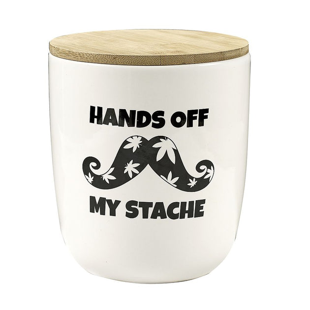 Hands Off My Stache Large Novelty Stash Jar - Glasss Station