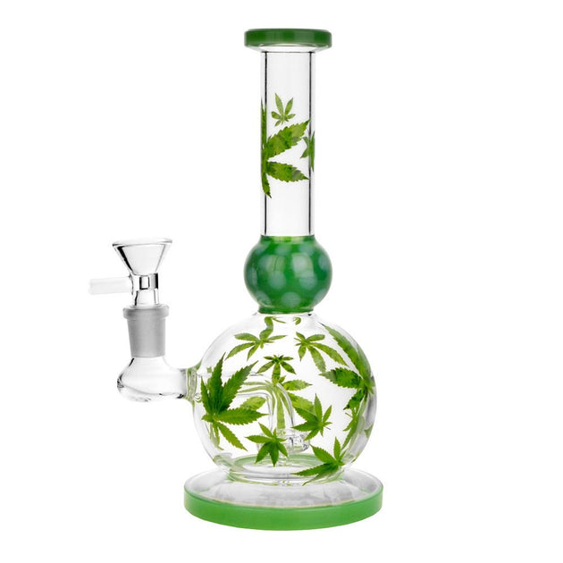 Hemp Leaf 8.5" Ball Water Pipe - Glasss Station