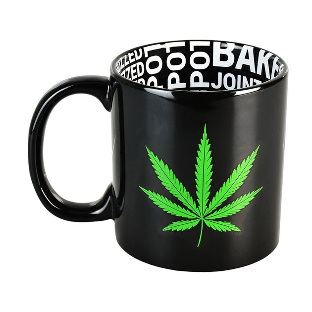 Hemp Leaf Print Ceramic Drinking Mug - Glasss Station