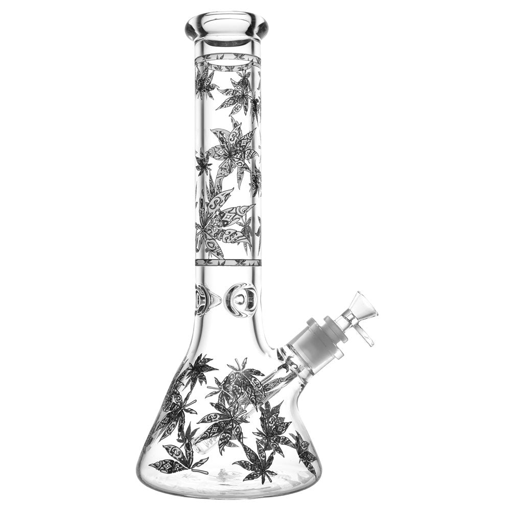 Hemp Leaves Glow in the Dark Beaker Bong Glasss Station