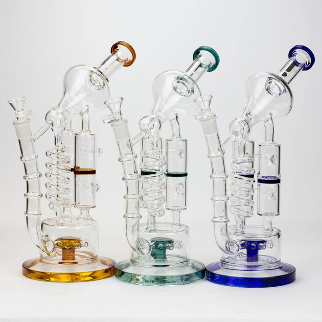 Infyniti 13" Coil Dual honeycomb and Flower Diffuser Recycler Bong - Glasss Station
