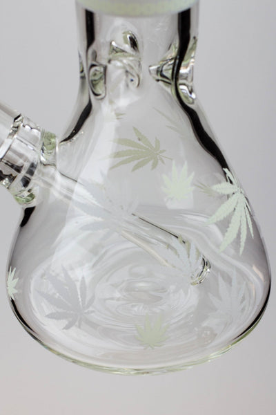 Infyniti 14" 7mm Leaf Glow in the Dark Beaker Bong - Glasss Station
