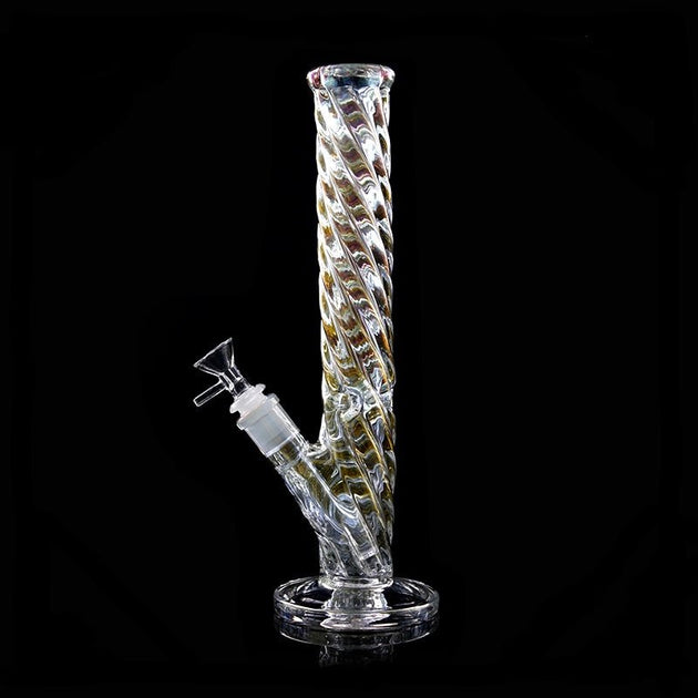 Iridescent Rainbow Spiral 12" Glass Water Pipe - Glasss Station