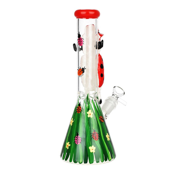Lady Bug 3D Painted 10" Beaker Water Pipe - Glasss Station