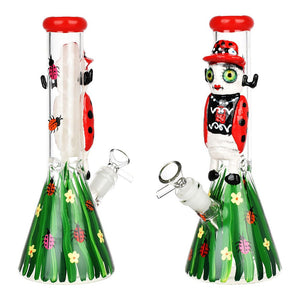Lady Bug 3D Painted 10" Beaker Water Pipe - Glasss Station
