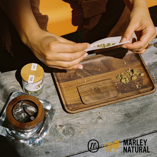 Marley Natural Black Walnut Rolling Tray - Glasss Station