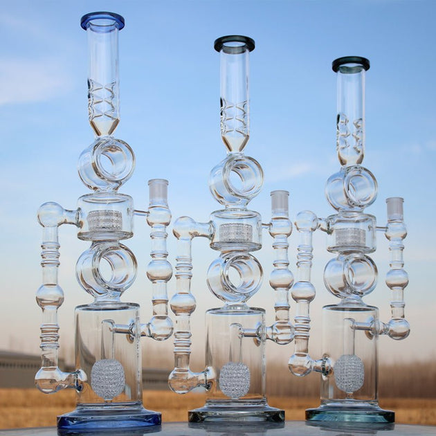Massive 22" Dual Perc Recycler Style Water Pipe - Glasss Station