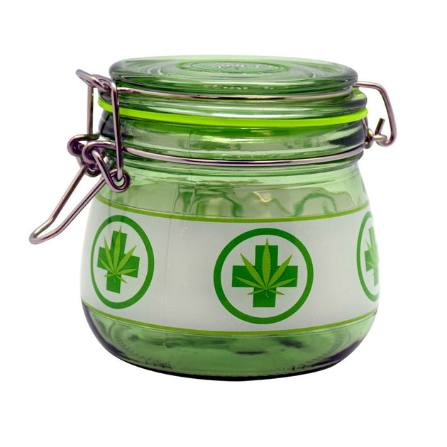 Medical Leaf Glass Jar - Glasss Station