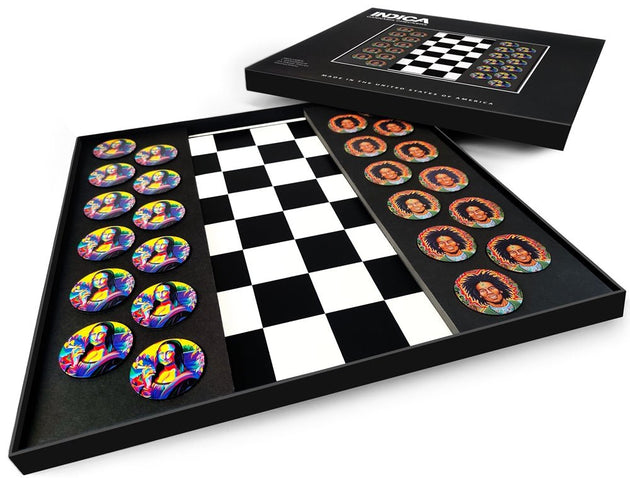 Monia Lisa & Bob Marley 15" x 15" Checkerboard Set. - Glasss Station