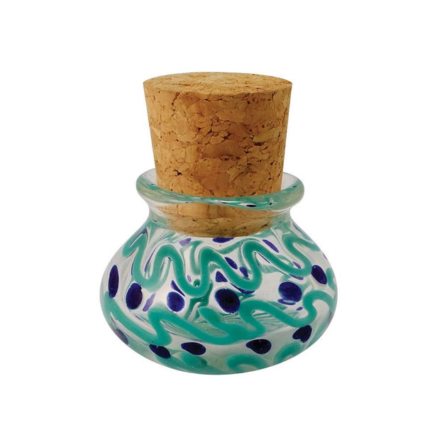Multicolored Glass 2.5" Jar w/ Squiggles & Dots - Glasss Station