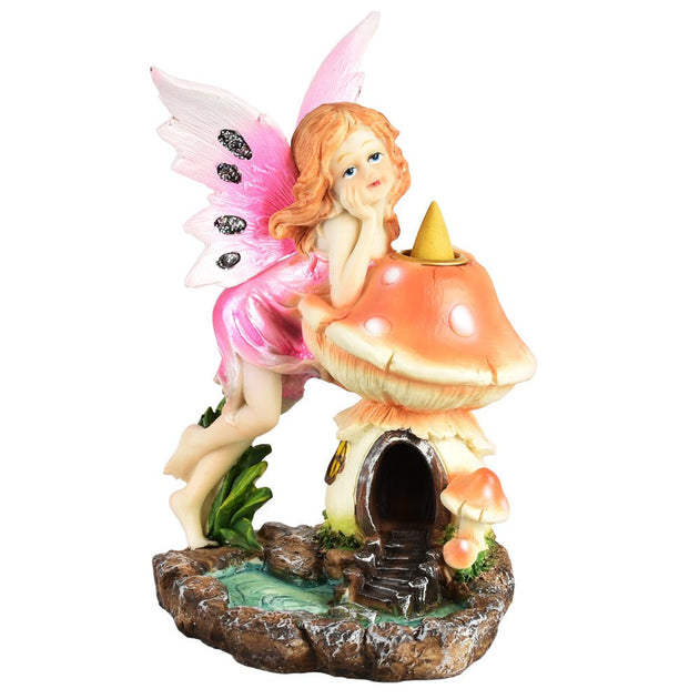 Mushroom House & Fairy 7" Backflow Incense Burner - Glasss Station