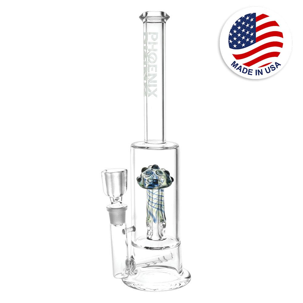 Phoenix Rising Mushroom Straight Tube 13.75" Water Pipe - Glasss Station