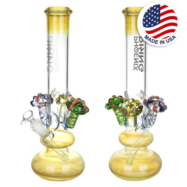 Phoenix Rising Silver Fumed Shroom 15" Water Pipe - Glasss Station