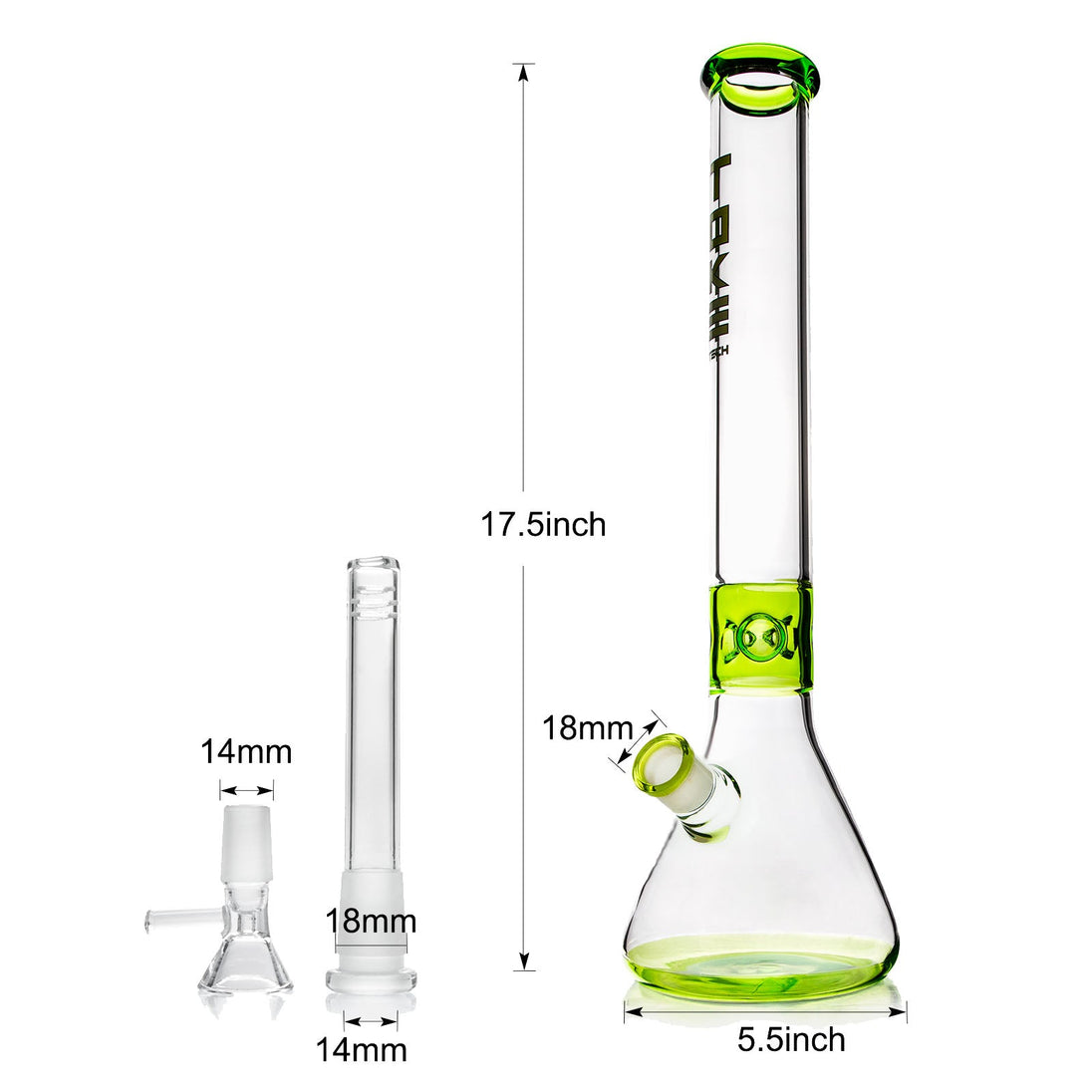 Pilot Diary 17" Green Beaker Bong - Glasss Station