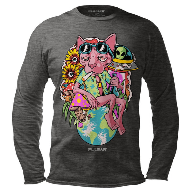 Pulsar Chill Cat Gray Long Sleeve Shirt - Glasss Station