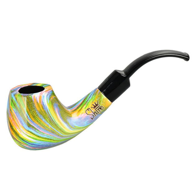 Pulsar Shire Pipes The Firebow | Bent Brandy Saddle Stem Rainbow Wood Pipe - Glasss Station
