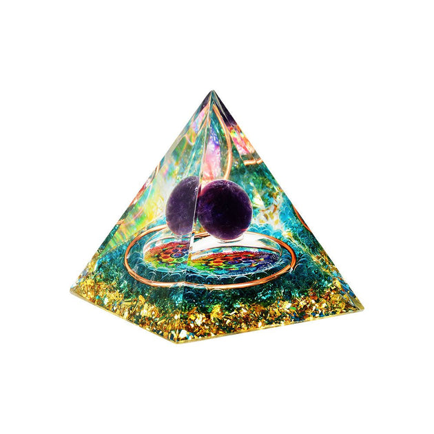 Purple Globe Orgonite Pyramid - Glasss Station