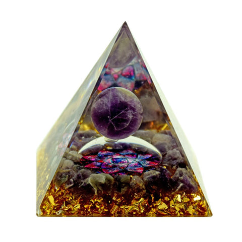 Purple Moon w/ Lotus Flower Orgonite Pyramid - Glasss Station