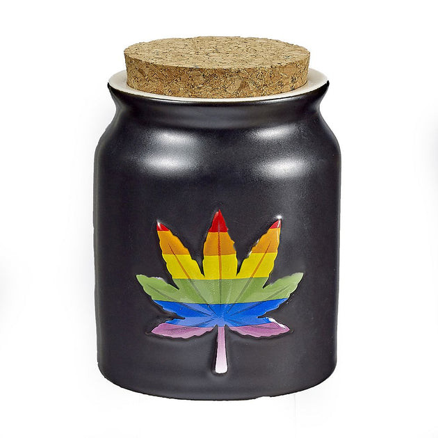 Rainbow Leaf Stash Jar - Glasss Station