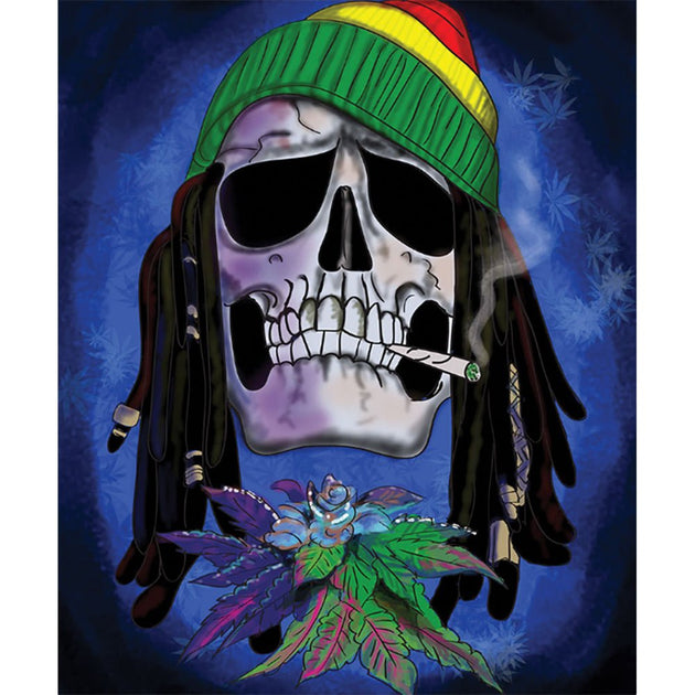 Rasta Skull Fleece Blanket - Glasss Station