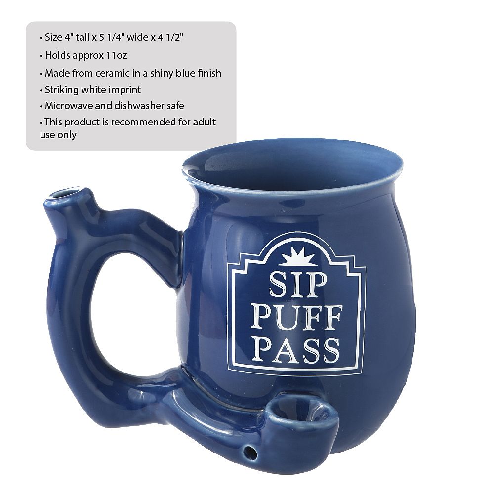 Roast and Toast Sip Puff Pass Blue Mug - Glasss Station