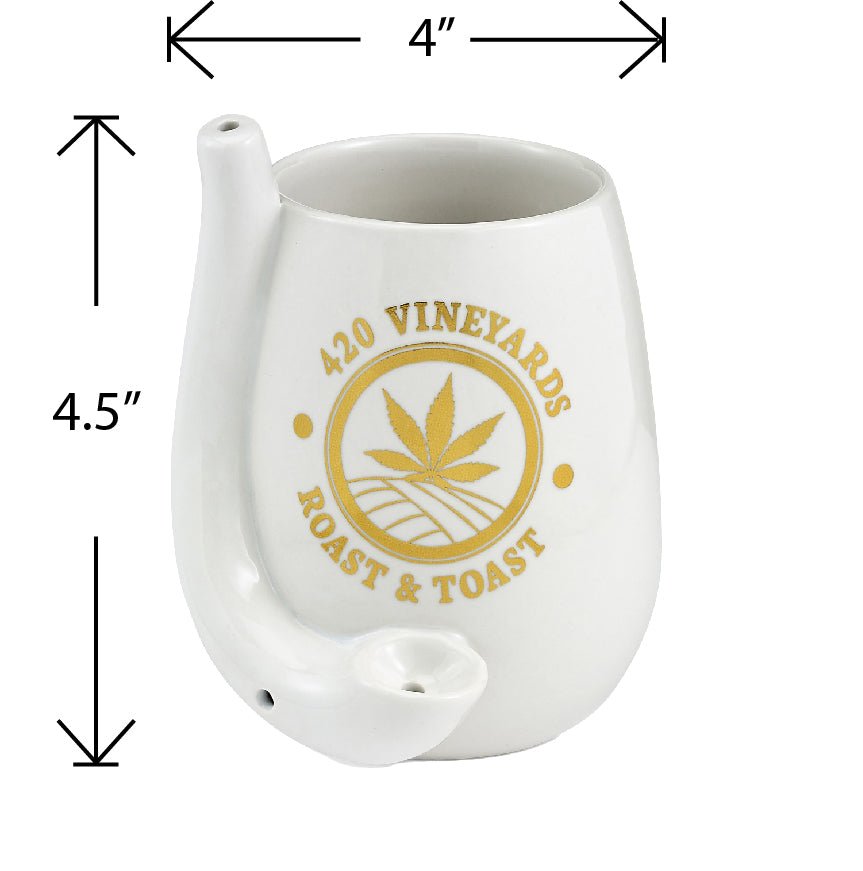 Roast and Toast White Stemless Wine Glass Pipe - Glasss Station