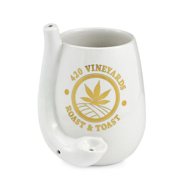 Roast and Toast White Stemless Wine Glass Pipe - Glasss Station