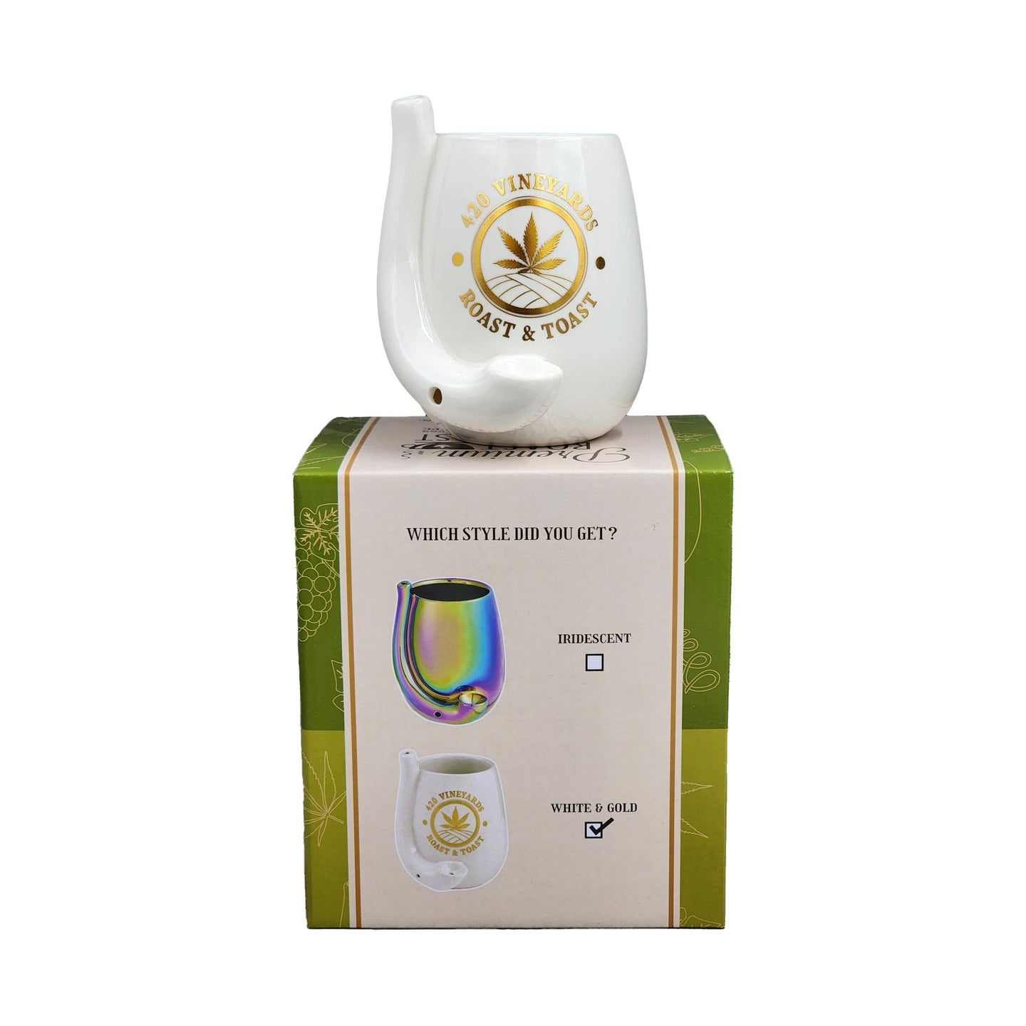 Roast and Toast White Stemless Wine Glass Pipe - Glasss Station