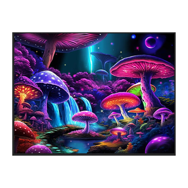 Special Tree Black Light Reactive Mushroom Wall Tapestry - Glasss Station