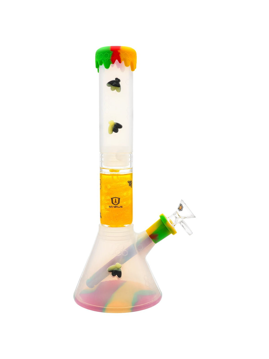 Stratus Glass Silicone Bee Freezable Beaker Bong - Glasss Station