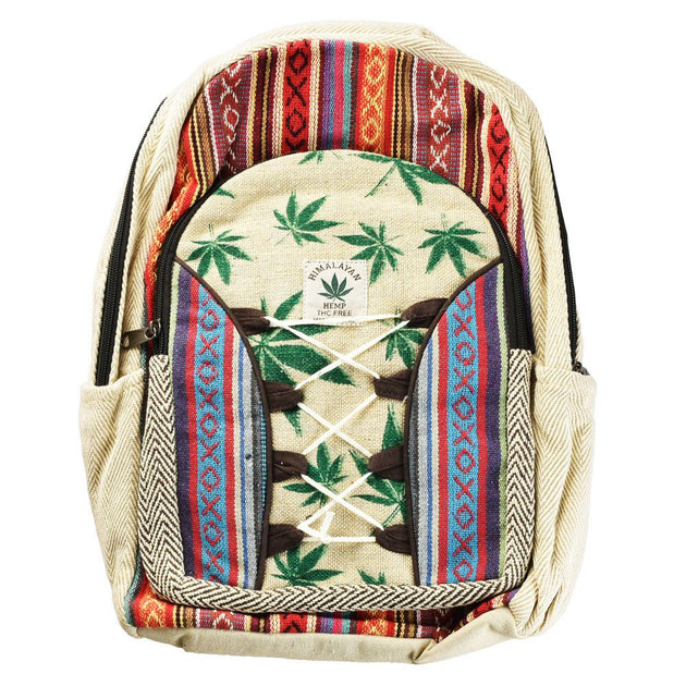 ThreadHeads Himalayan Hemp Green Leaf Print Backpack - Glasss Station