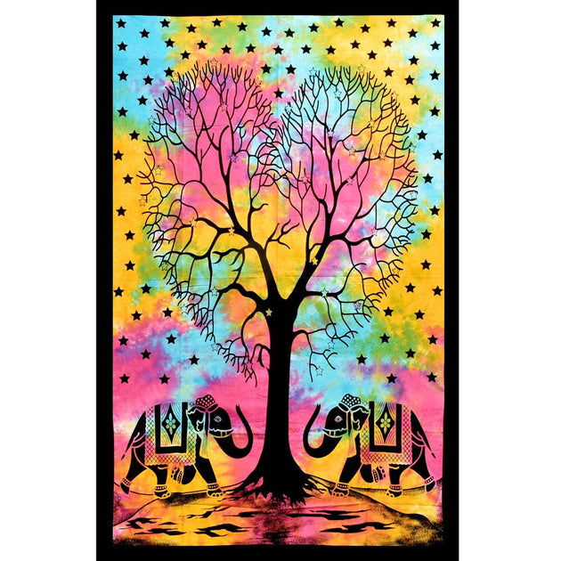 ThreadHeads Lucky Elephant Couple Tie-Dye Tapestry - Glasss Station