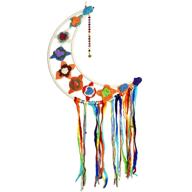 ThreadHeads Rainbow Flower Moon Dreamcatcher w/ Tassels - Glasss Station