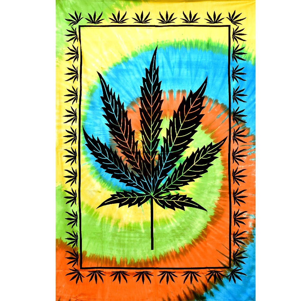 ThreadHeads Tie-Dye Hemp Leaf Tapestry - Glasss Station