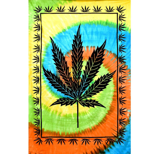 ThreadHeads Tie-Dye Hemp Leaf Tapestry - Glasss Station