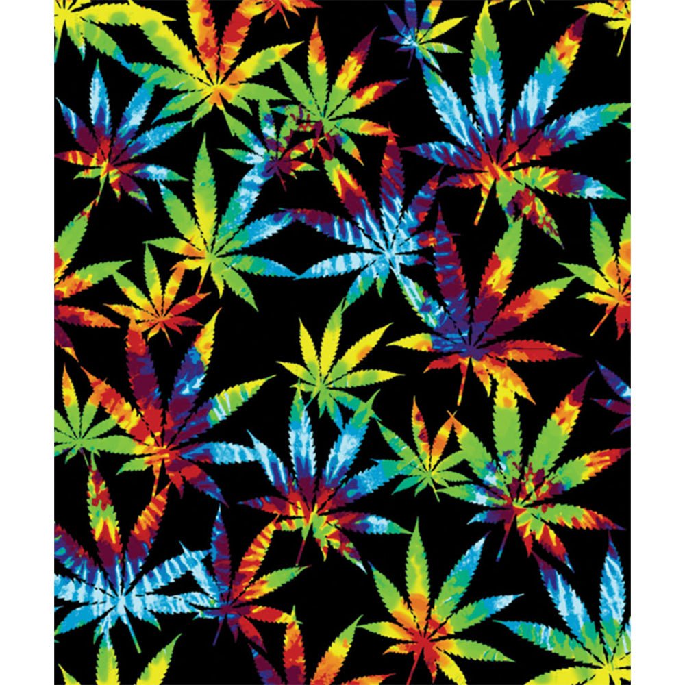 ThreadHeads Tie Dye Hemp Leaves Fleece Blanket - Glasss Station