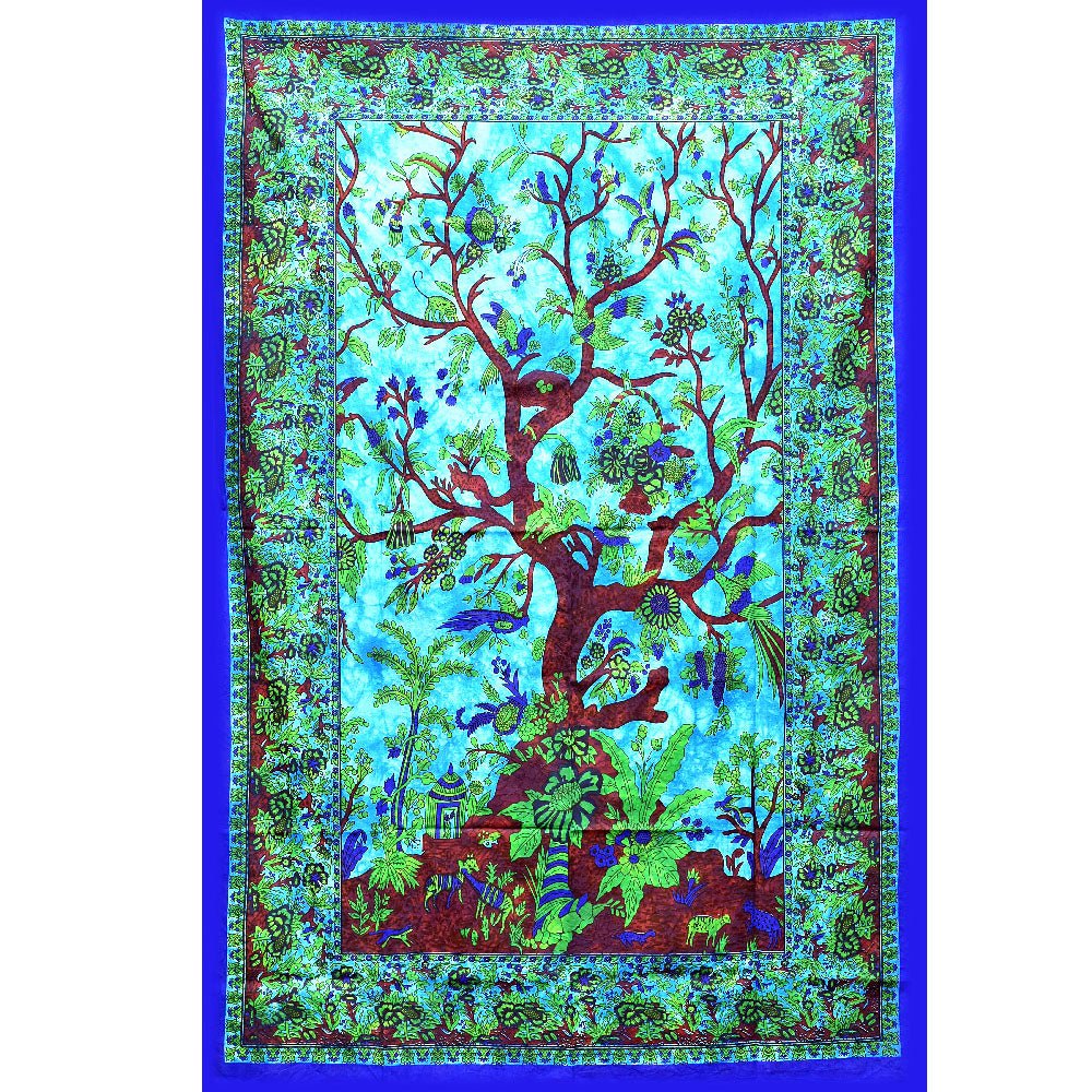 ThreadHeads Turquoise Tree of Life Tapestry - Glasss Station