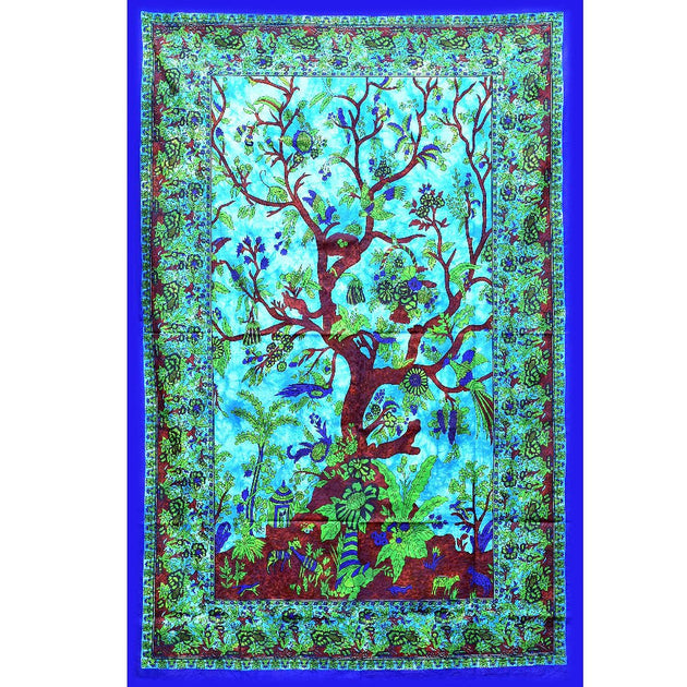 ThreadHeads Turquoise Tree of Life Tapestry - Glasss Station
