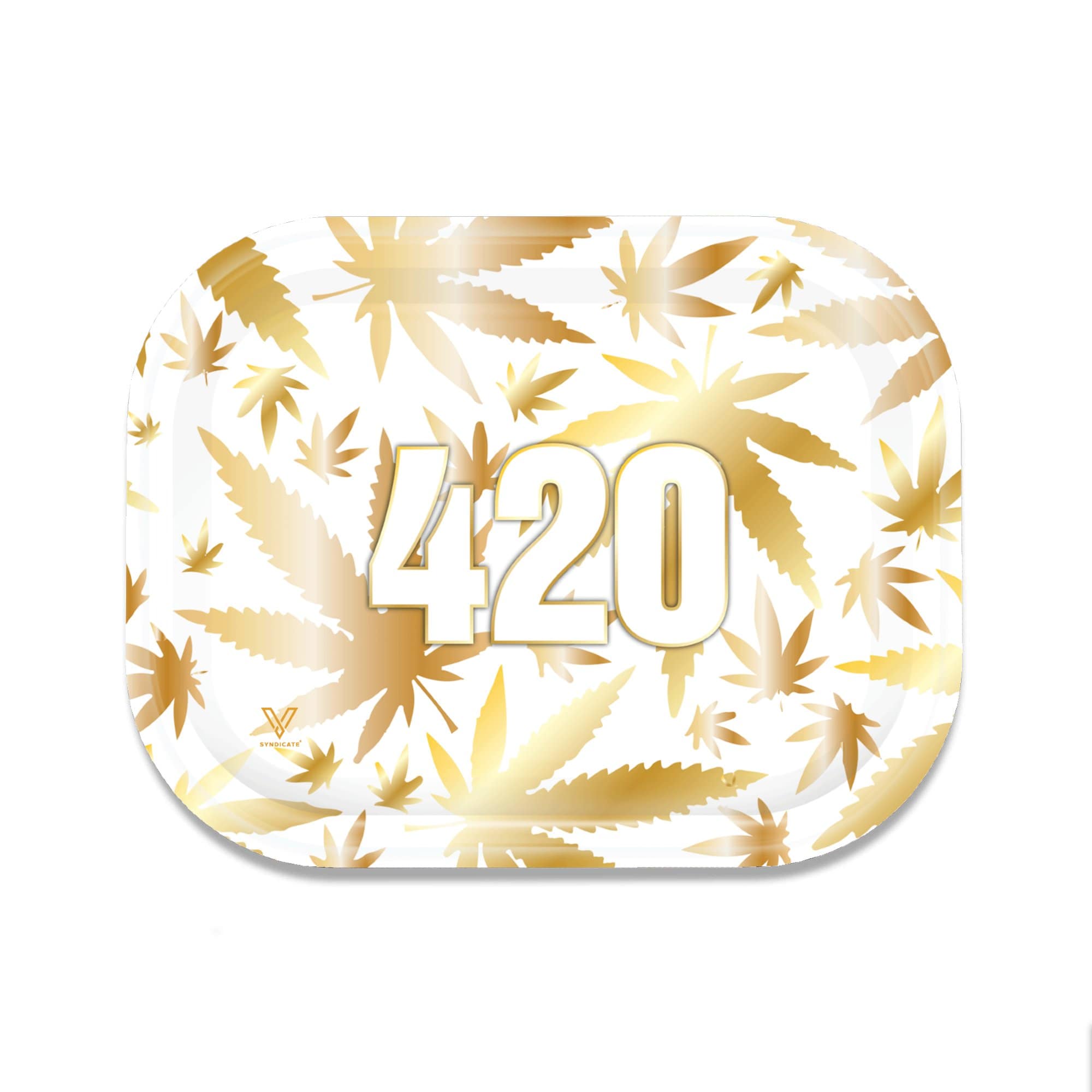 V Syndicate 420 Gold Metal Rollin' Tray - Glasss Station