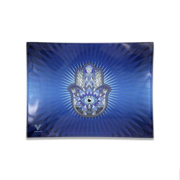 V Syndicate Hamsa Blue Glass Rollin' Tray - Glasss Station