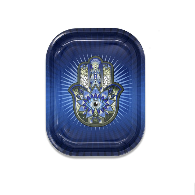 V Syndicate Hamsa Blue Metal Rollin' Tray - Glasss Station