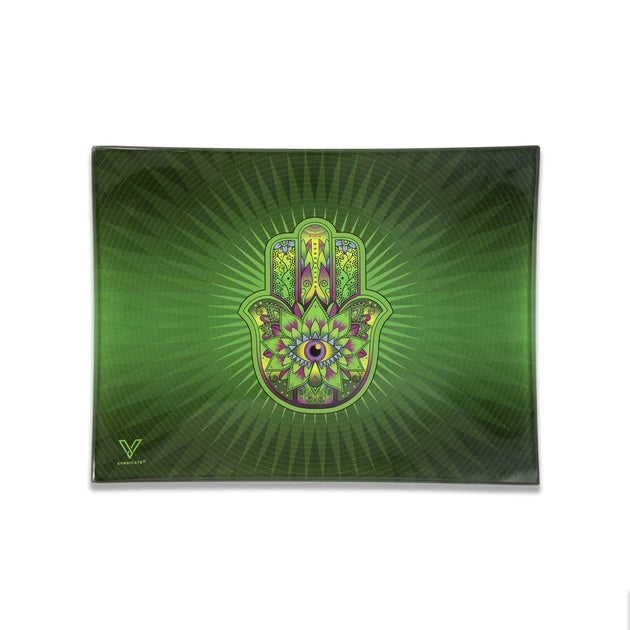 V Syndicate Hamsa Green Glass Rollin' Tray - Glasss Station