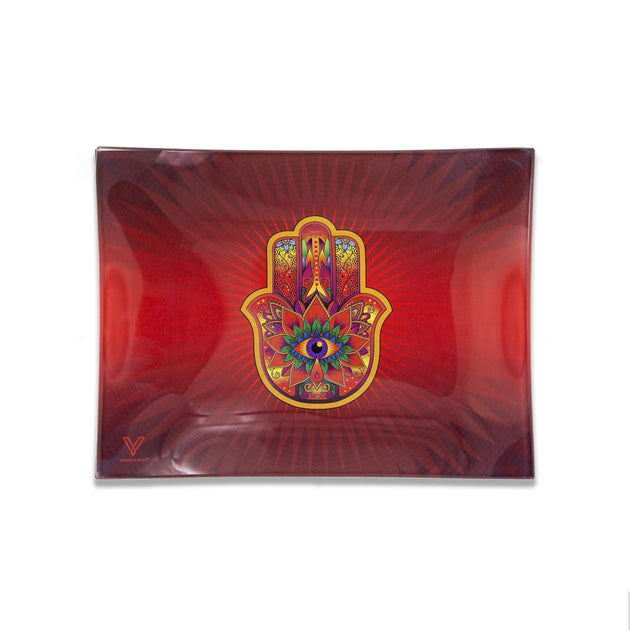 V Syndicate Hamsa Red Glass Rollin' Tray - Glasss Station