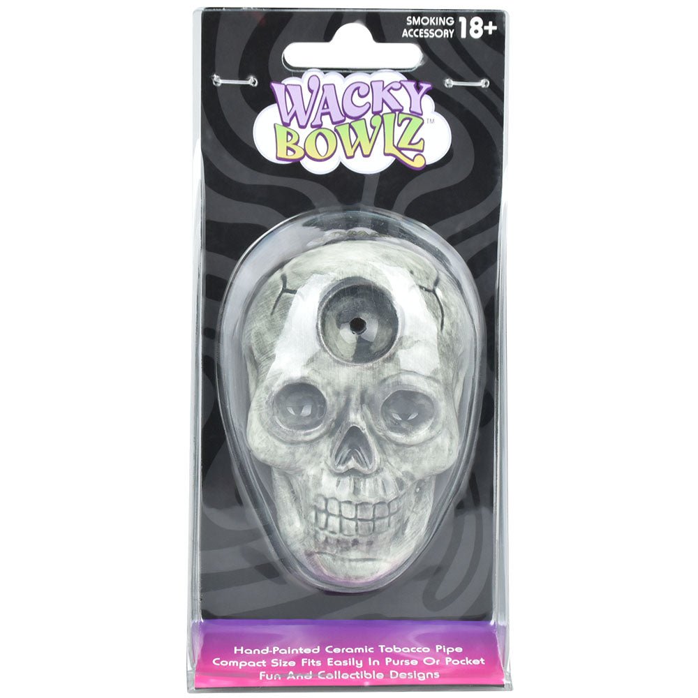 Wacky Bowlz Skull Ceramic 3.5" Hand Pipe - Glasss Station