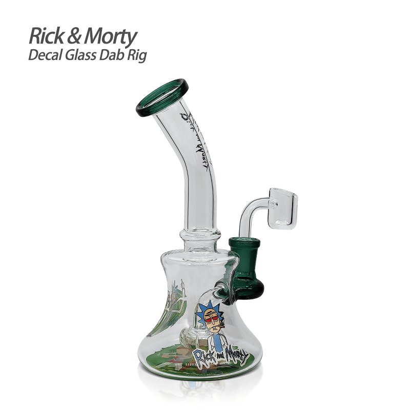 Waxmaid 7.08” Rick & Morty Mini Decal Glass Dab Rig - Glasss Station