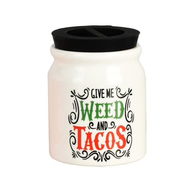 Weed & Tacos Ceramic Stash Jar w/ Silicone Lid - Glasss Station