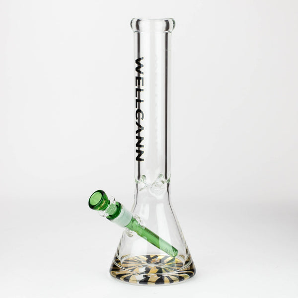 WellCann | 14" 7mm Beaker Bong with Thick Decal Base - Black x Green v2 - Glasss Station