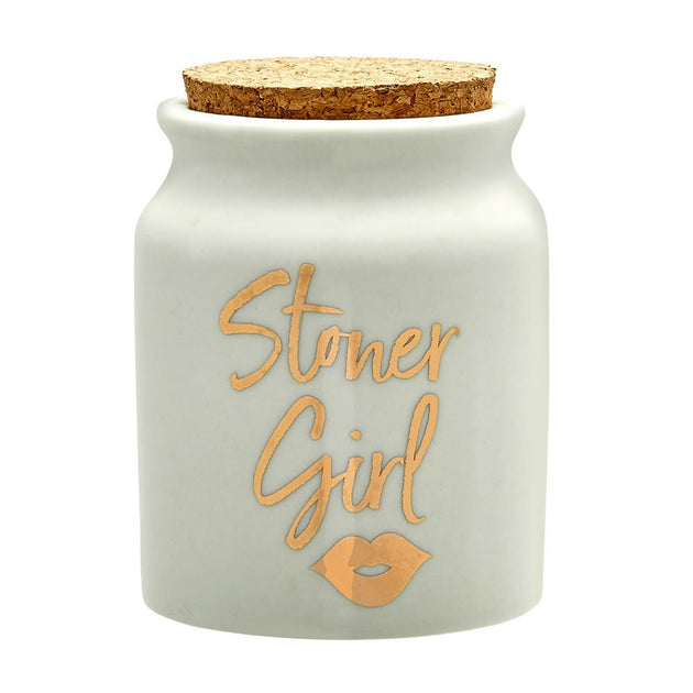 White Stoner Girl Stash Jar - Glasss Station